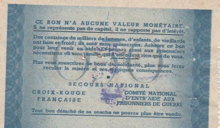 France 0.50 Franc surchargé 5 Francs Bon de Solidarité - 1941-1942 - TTB