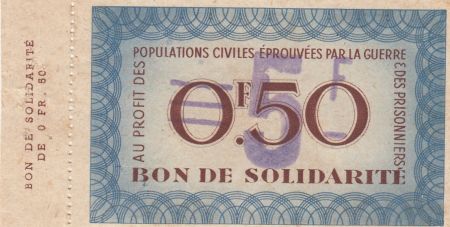 France 0.50 Franc surchargé 5 Francs Bon de Solidarité - 1941-1942 avec souche - SPL