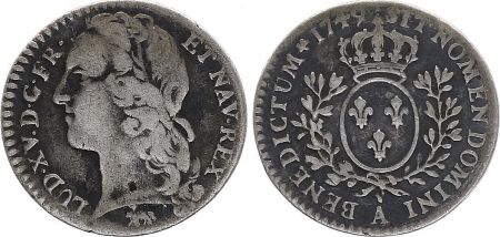 France 1/10ème Ecu Louis XV au bandeau - 1749 Paris