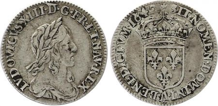 France 1/12 Ecu Louis XIII - 2em poinçon de Warin - 1642 A