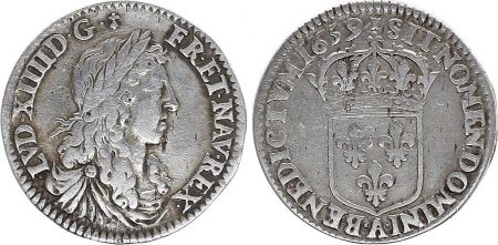 France 1/12 Ecu Louis XIV  - Buste juvénile- 1659 A Paris - Argent