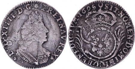 France 1/12 Ecu Louis XIV aux Palmes - 1695 H La Rochelle Argent