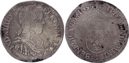 France 1/2 Ecu Louis XIIII a la mèche longue - 1655 L Bayonne