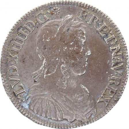 France 1/2 Ecu Louis XIV à la mèche longue - 1651 F Angers
