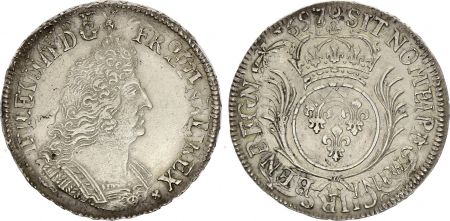 France 1/2 Ecu Louis XIV aux palmes - 1697 H La Rochelle
