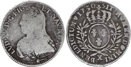 France 1/2 Ecu Louis XV aux branches d\'olivier - 1730 X Amiens - Argent