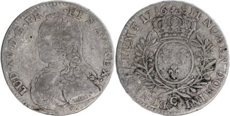 France 1/2 Ecu Louis XV aux branches d\'olivier - 1736 C Caen