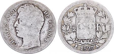 France 1/2 franc Charles X 1827 A Paris - Argent
