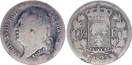 France 1/2 Franc Louis XVIII - 1823 W Lille - Argent