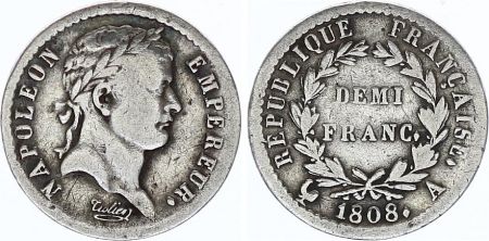 France 1/2 Franc Napoléon I - 1808 A Paris - Argent