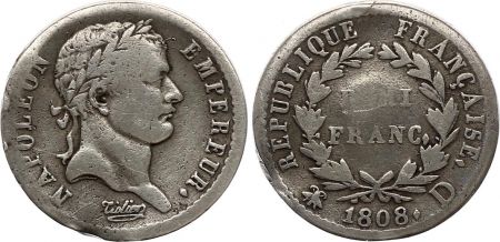 France 1/2 Franc Napoléon I - 1808 D Lyon - Argent