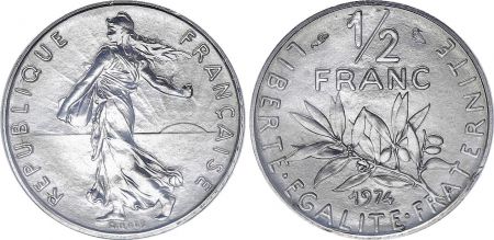 France 1/2 Franc Semeuse - 1974 - FDC - ISSU DE COFFRET