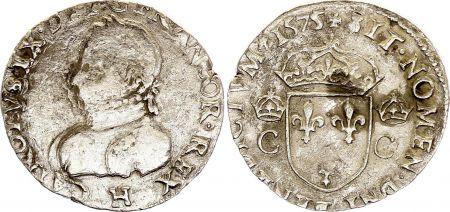 France 1/2 Teston, Henri III au nom de Charles IX - Armoiries 1575 H La Rochelle - Argent