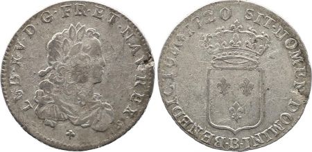 France 1/3 Ecu Louis XV - Armoiries 1720 B Rouen Argent