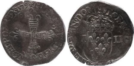 France 1/4 Ecu, Henri III - 1579 Nantes - TB+ - Argent