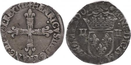 France 1/4 Ecu, Henri III - 1588 Nantes - TB+ - Argent