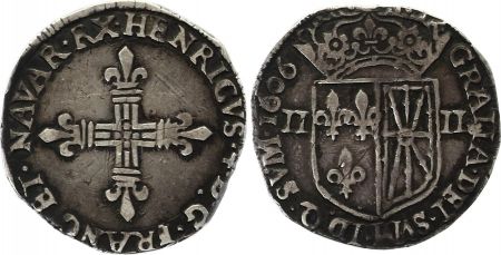 France 1/4 Ecu de Navarre - Henri IV -  1606
