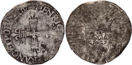 France 1/4 Ecu Henri III - 1578  T Nantes - Argent