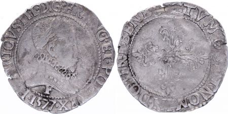 France 1/4 Franc  Henri III Col Fraisé - Argent - 1577 F Angers
