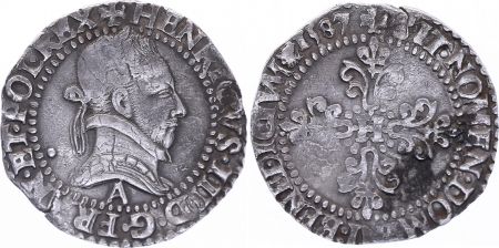 France 1/4 Franc  Henri III Col Plat - Argent - 1587 A