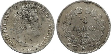 France 1/4 Franc Louis-Philippe 1er - 1841 W Lille - Argent