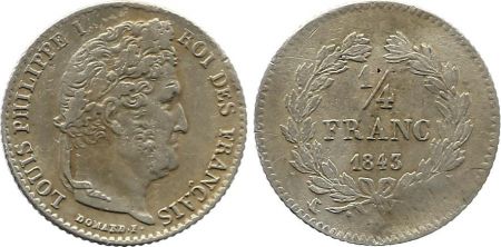 France 1/4 Franc Louis-Philippe 1er - 1843 A Paris - Argent
