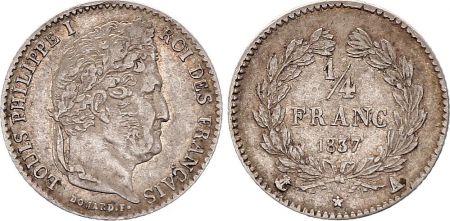 France 1/4 Franc Louis Philippe I - 1837 A Paris - Argent
