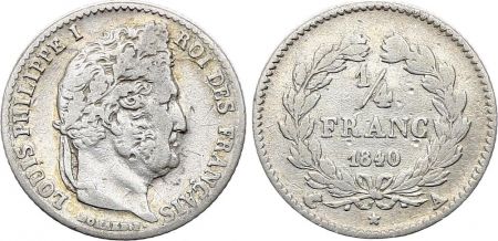 France 1/4 Franc Louis Philippe I - 1840 A Paris Argent