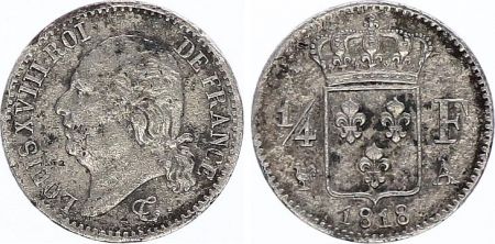 France 1/4 Franc Louis XVIII - Argent - 1818 A