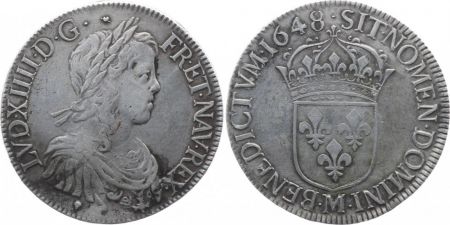France 1 Ecu Louis XIV - Ecu mèche longue - 1648 M