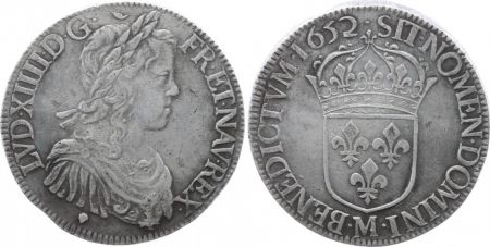 France 1 Ecu Louis XIV - Ecu mèche longue - 1652 M