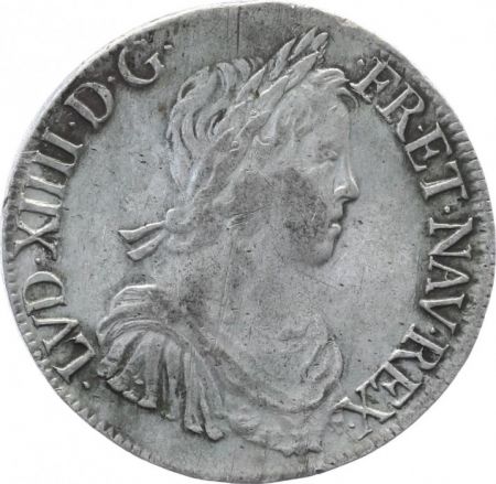 France 1 Ecu Louis XIV - Ecu mèche longue - 1653 L
