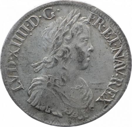 France 1 Ecu Louis XIV - Ecu mèche longue 1652 A