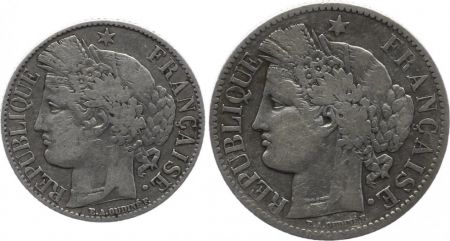 France 1 et 2 Francs Cérès Argent (1870-1895) - années variées