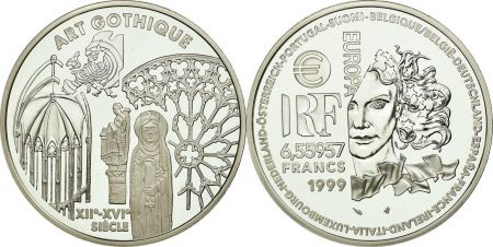 France 1 Euro - 6,55957 Francs  - Art Gothique - 1999 - Argent - sans certificat
