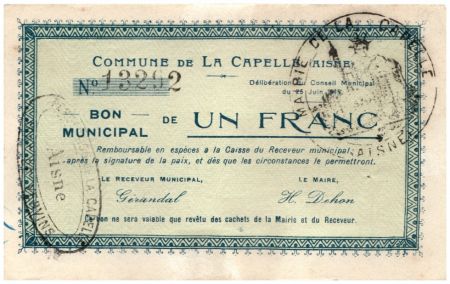 France 1 F La Capelle Commune - 1915