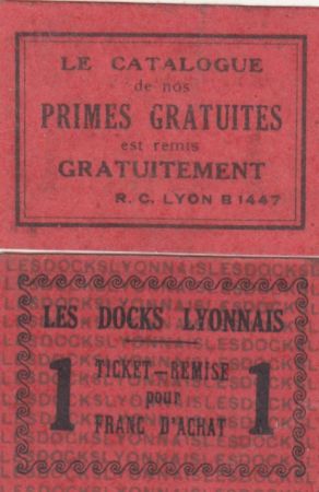 France 1 F Lyon Ticket de remise. Les Docks Lyonnais