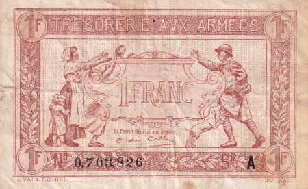 France 1 Franc  - Trésorerie aux armées  - 1917 -  Série A - TB - VF.03.01