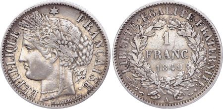 France 1 Franc - Cérès - 1849 A Paris - Argent