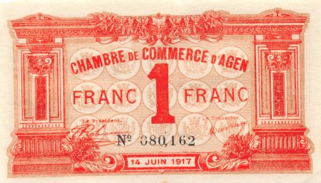 France 1 Franc - Chambre de Commerce d\'Agen 14-06-1917 - SUP