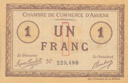 France 1 Franc - Chambre de Commerce d\'Amiens 1915 - SPL