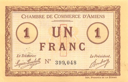 France 1 Franc - Chambre de Commerce d\'Amiens 1915 - SPL