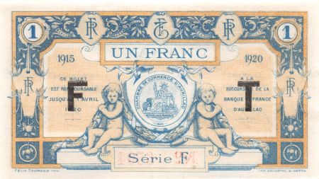 France 1 Franc - Chambre de Commerce d\'Aurillac et du Cantal 1915 - P.NEUF