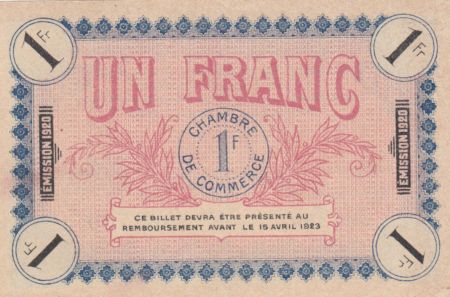 France 1 Franc - Chambre de Commerce d\'Auxerre 1920 - SPL