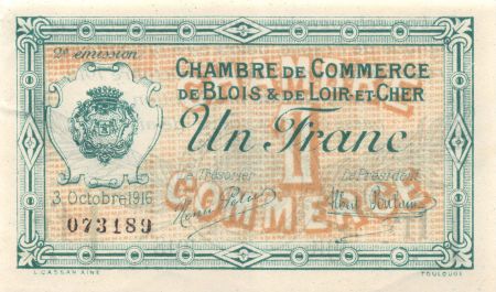France 1 Franc - Chambre de Commerce de Blois 1916 - SUP