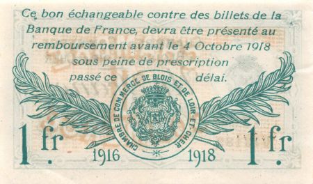 France 1 Franc - Chambre de Commerce de Blois 1916 - SUP