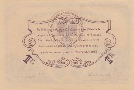France 1 franc - Chambre de Commerce de Caen et Honfleur - 1915 - Série 0.02