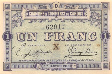 France 1 Franc - Chambre de Commerce de Cahors 1915 - P.NEUF