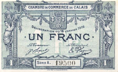 France 1 Franc - Chambre de Commerce de Calais 1916 - SUP
