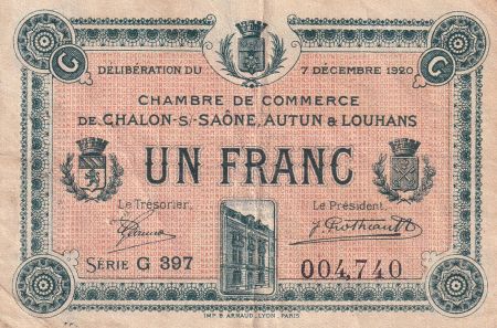 France 1 Franc - Chambre de commerce de Châlons sur Saône, Autun & Louhans - 1920 - Série G.397 - P.42-30